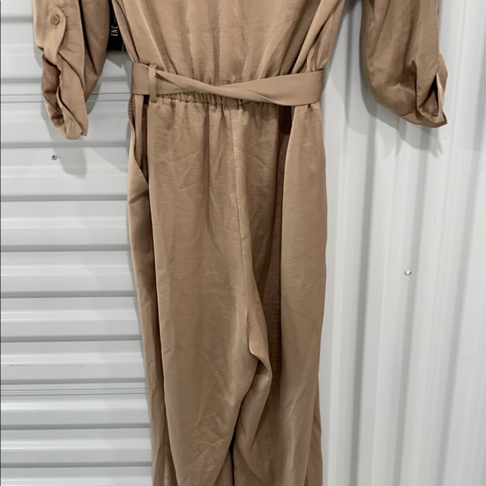 INC International Concepts Tan Jumpsuit with Collared Neckline - Picture 13 of 14